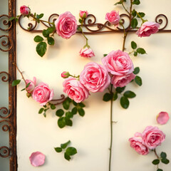 Pink Rose Vine Creating a Beautiful Background