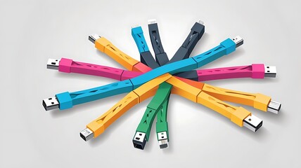 A colorful 3D network cable splitter.