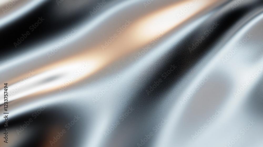 Poster abstract metallic silver fabric texture background with waves and smooth reflections