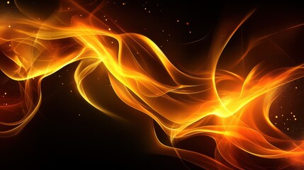 Fototapeta premium A fiery flame background blazing against a dark black backdrop, with glowing orange and yellow hues creating a dynamic and intense visual.