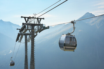 Cable cars up to the tianmen mountain.