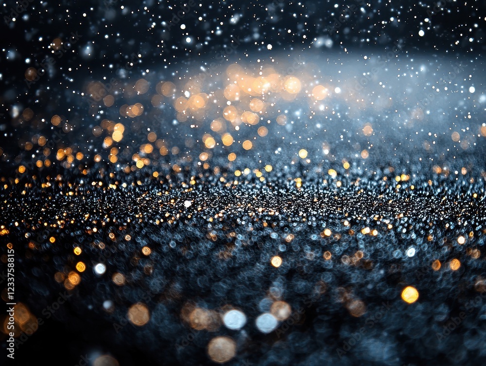 Poster a shimmering background of bokeh lights and sparkling particles.
