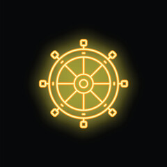 Neon sign representing a ship steering wheel, perfect for attracting customers to a nautical themed bar