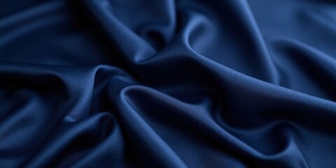 Fototapeta premium Elegant dark navy fabric showcases a smooth, luxurious texture, contrasting beautifully with subtle light blue accents for a stunning visual impact