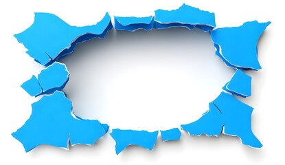 3D hole in a blue cracked wall with a white background, vector illustration on an isolated transparent PNG. Solid color, 2D, flat design, vector, simple design, simple colors, no shadows, white 
