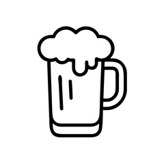 Beer mug icon with foam in minimalistic style for beverage concept