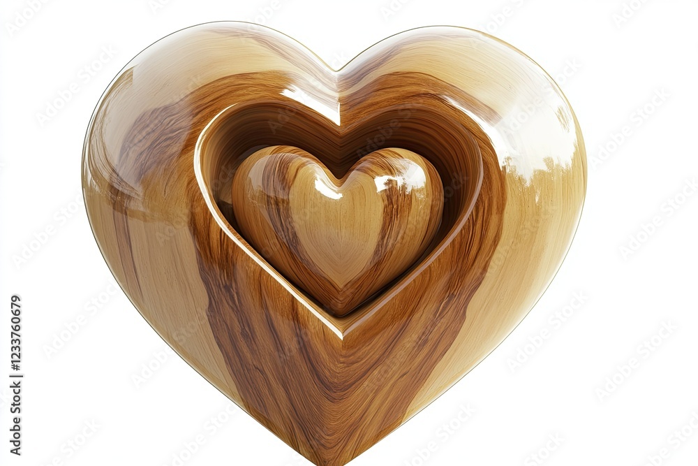 Poster nested wooden hearts: a symbol of love and unity
