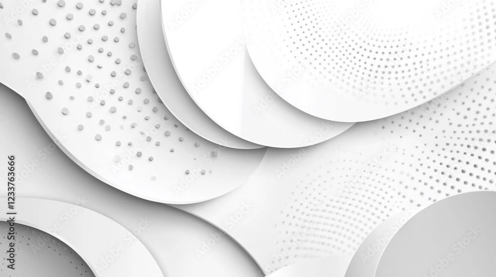 Poster Abstract image of a composition of dots creating a feeling of landscape. Minimalistic background, Abstract halftone white background wavy surface