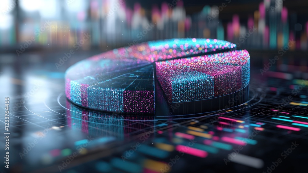 Poster colorful 3d pie chart displaying data insights in modern office