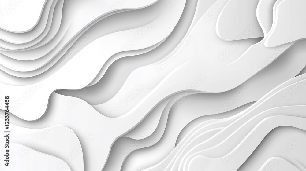 Poster abstract light grey background/interior. copy space, abstract white fabric with soft waves and subtl