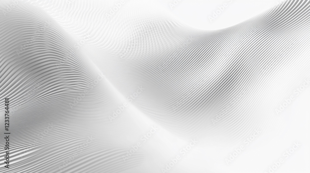 Poster white and grey curved wave lines texture, elegant and smooth white fabric with soft waves and delica