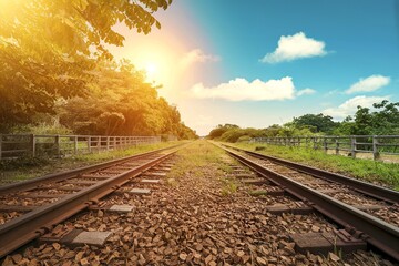 Obraz premium A captivating high-quality photograph of an empty railway track