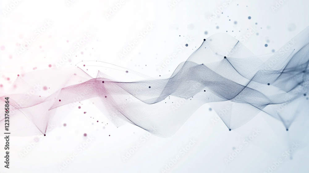 Poster abstract design of connected dots and lines with intricate wave patterns symbolizing global business