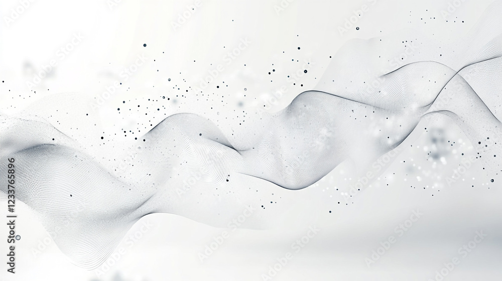 Poster abstract design of connected dots and lines with intricate wave patterns symbolizing global business