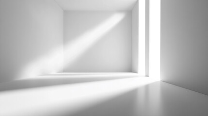 Minimalist White Background: A clean, minimalist white background with soft shadows, Minimalist Abstract Empty White Room for product presentation 