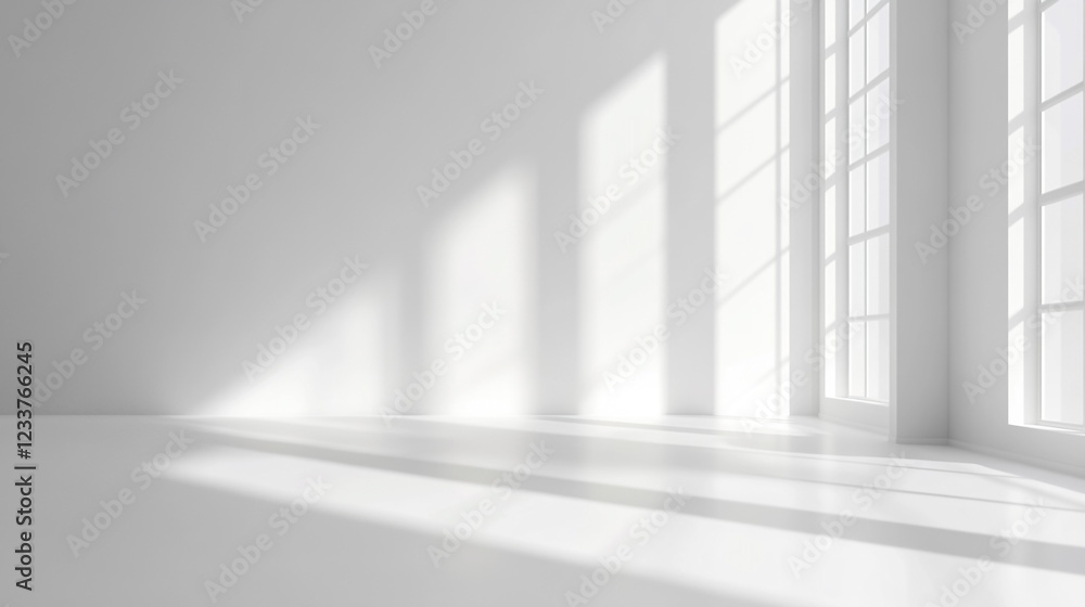 Poster minimal white light and shadow background. a serene white background with gentle light. background f