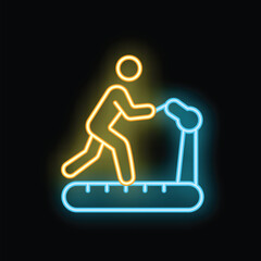 Neon sign of a man running on a treadmill representing the concept of fitness