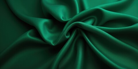 Obraz premium Rich, deep emerald silk fabric with a lustrous sheen and invitingly smooth texture, capturing an exquisite blend of elegance and luxury