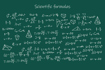 hand written formulas on board vector 