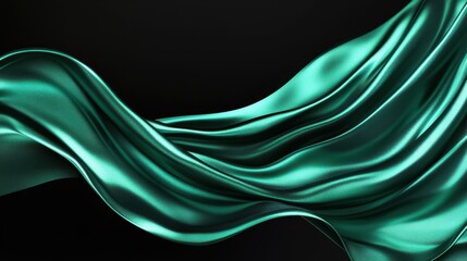 A green curtain on a black background, dramatically pulled back to reveal a sleek, open space.
