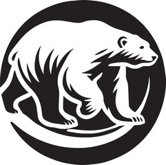 Naklejka premium Polar Bear silhouette black and white vector icon