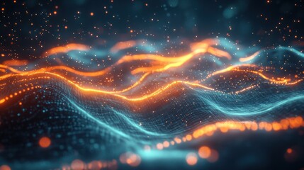Obraz premium Abstract glowing wave data network background