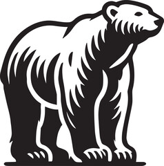Obraz premium Polar Bear silhouette black and white vector icon