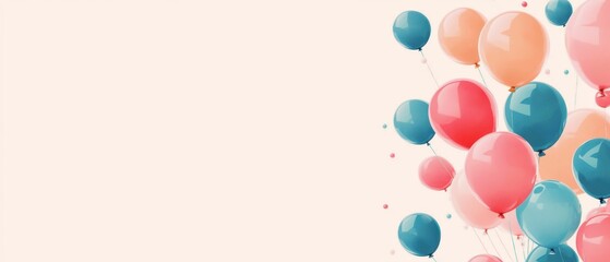 Colorful Balloons Floating on Soft Background for Celebration Themes