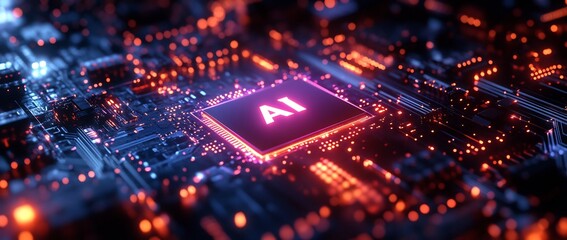 Fototapeta premium AI Microchip: The Heart of Artificial Intelligence