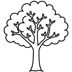 Enchanted Tree in Dreamy Hues Line Art Vector