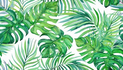 Vibrant Watercolor Tropical Leaves Surface Design A Stunning Artistic Expression of Exotic Flora and Colors, Perfect for Home Decor or TropicalThemed Projects.