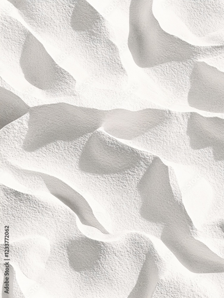 Poster abstract white sand dunes texture with flowing shapes and soft shadows in a minimalist style