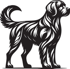 Black Dog Silhouette Vector, High Quality Illustration on White Background
