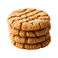 Keto-Friendly Peanut Butter Cookies Stack Isolated on Transparent Background