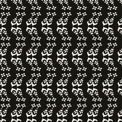 Simple minimalist geometric seamless pattern. Abstract monochrome minimal background with small floral shapes. Subtle repeat design for decor, print.
