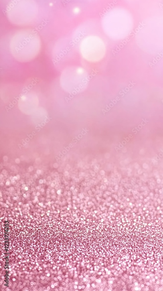 Poster pink shimmering glitter texture with bokeh lights creating a festive and glamorous backdrop