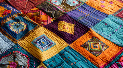 Vibrant Fusion: A Masterpiece of Traditional and Contemporary Quilt Artistry