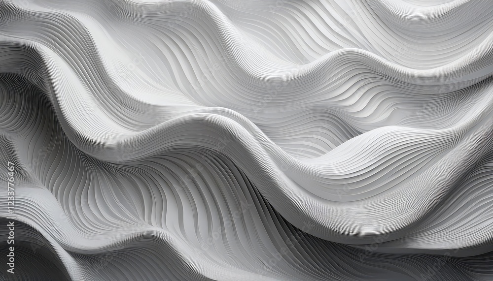 Poster dynamic waves of white and gray on an abstract backdrop, capturing the essence of motion and texture