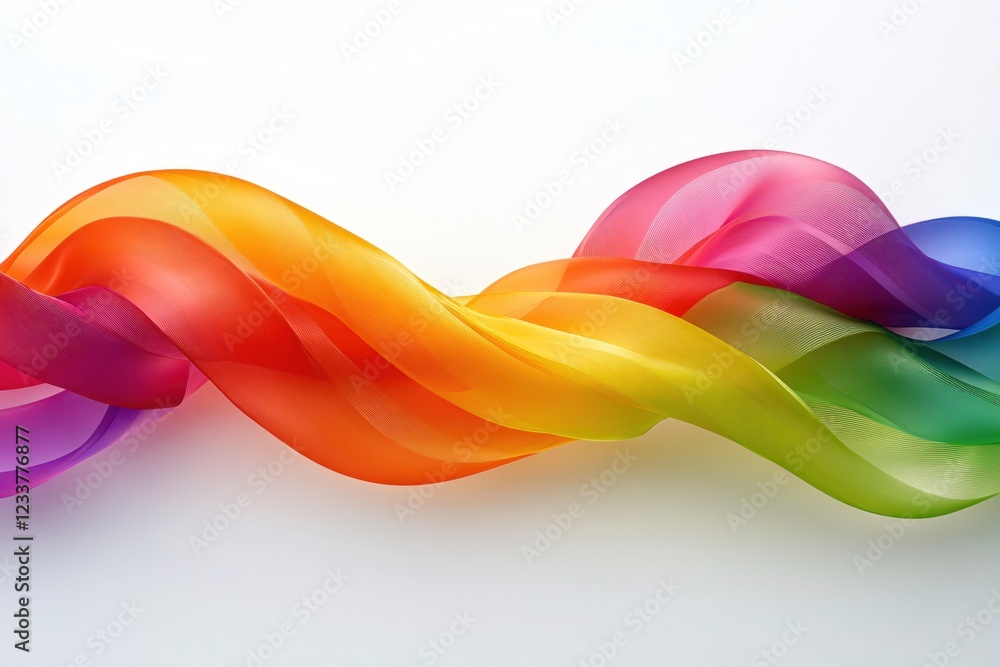 Poster abstract flowing ribbon with vibrant colors on white background smooth and dynamic form