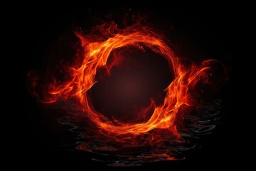 Fiery ring on dark background