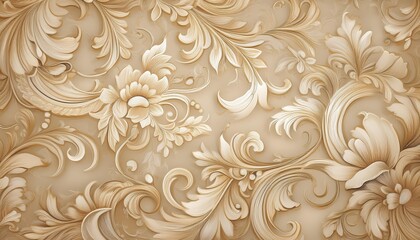 Timeless Elegance Vintage Floral Ecru Wallpaper Backdrop for a Dreamy Wedding Setting, Showcasing Delicate Blossoms and Soft Hues Fit for a Romantic Occasion