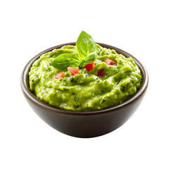 Tex-Mex Guacamole Chutney in a Bowl Isolated on Transparent Background