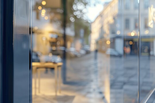 Shop window mockup door street urban.