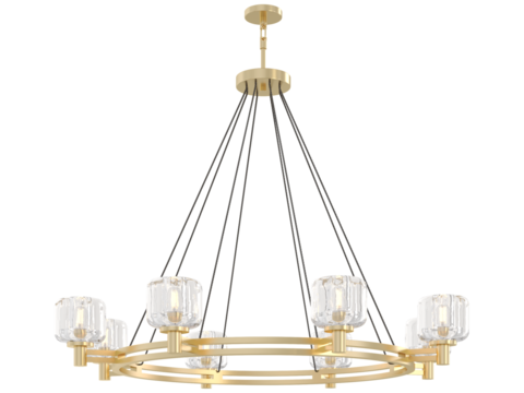 RH DEMARET ROUND CHANDELIER - Elegant Lighting Fixture Against white Background
