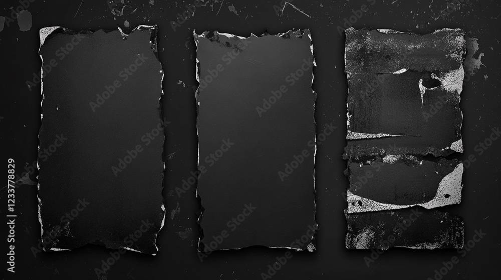 Wall mural Black watercolor Isolated on transparent background. black and white paint splashes