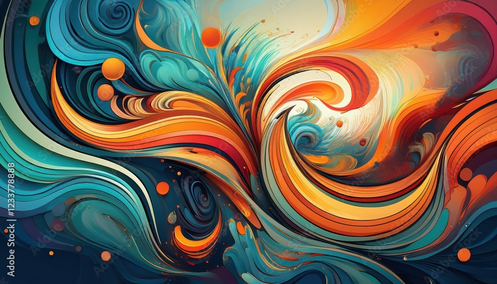 Poster vibrant energy unleashed whirlwind of abstract shapes and lines in a stunning kaleidoscope of colors
