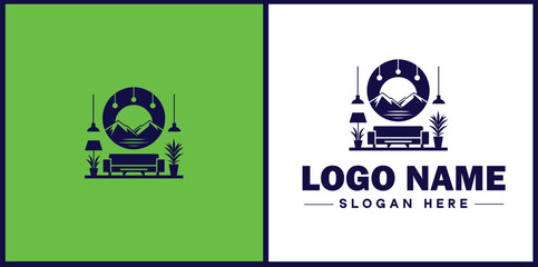 Interior Design icon Interior decoration Interior styling Space planning flat logo sign symbol editable vector