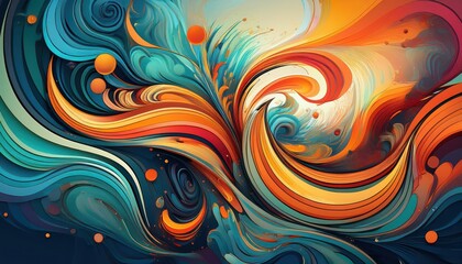 Vibrant Energy Unleashed Whirlwind of Abstract Shapes and Lines in a Stunning Kaleidoscope of Colors, Embracing the Canvas with Dynamic Movement.