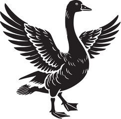 Black Goose Silhouette Vector, High Quality Illustration on White Background