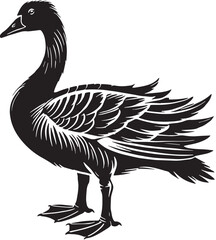 Black Goose Silhouette Vector, High Quality Illustration on White Background